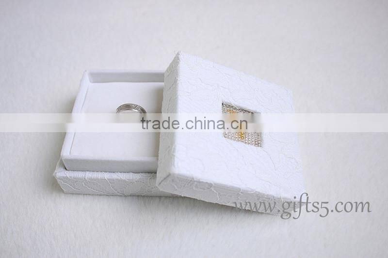 Elegant personalized wedding ring box for ceremony with beaded name plate of Y