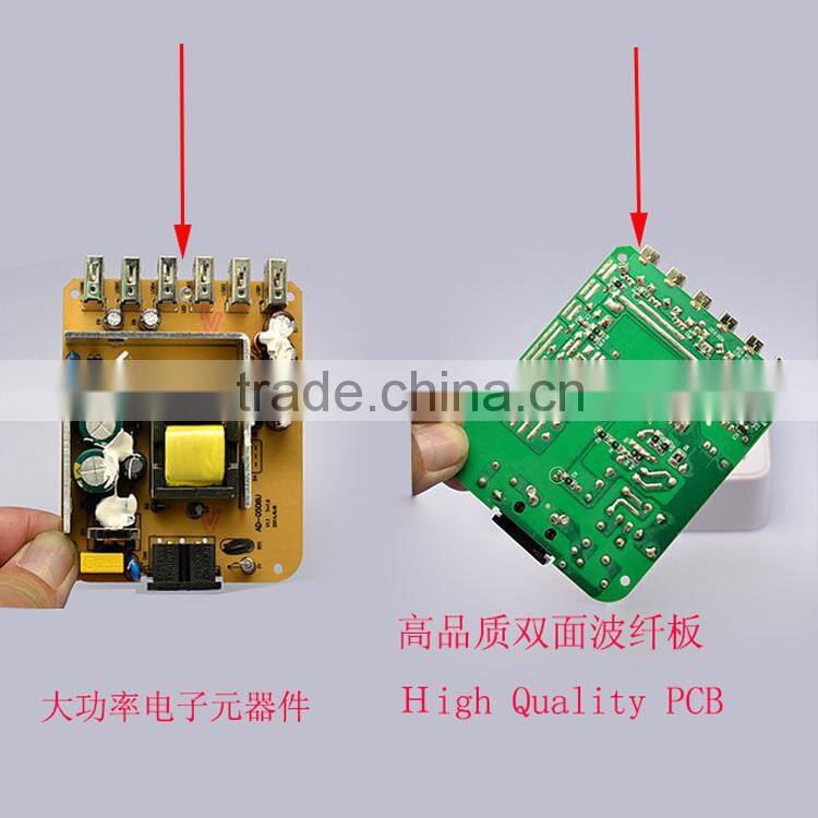 2015 hot new 6 ports usb intelligent Super fast flat mobile phone battery charger