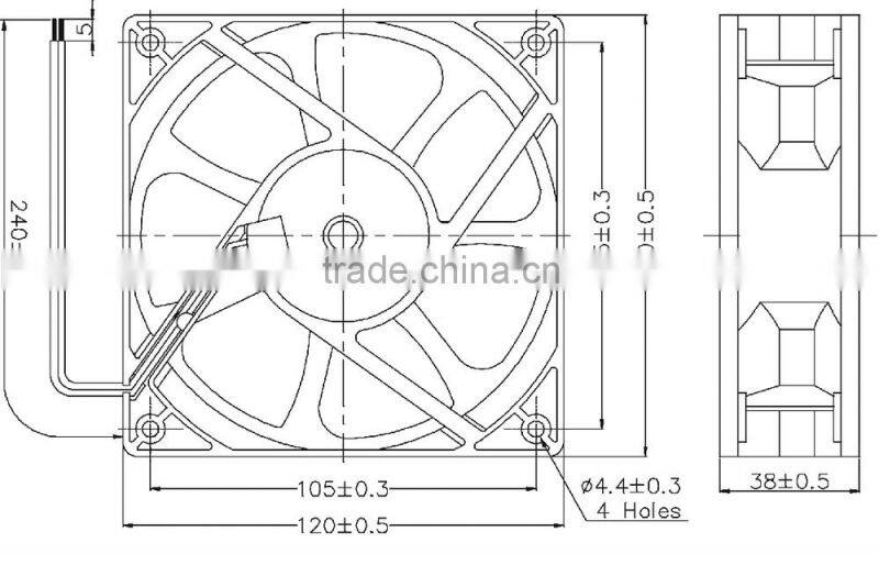 2015 new product high air flow EC 120*120*38mm fan with PWM/FG