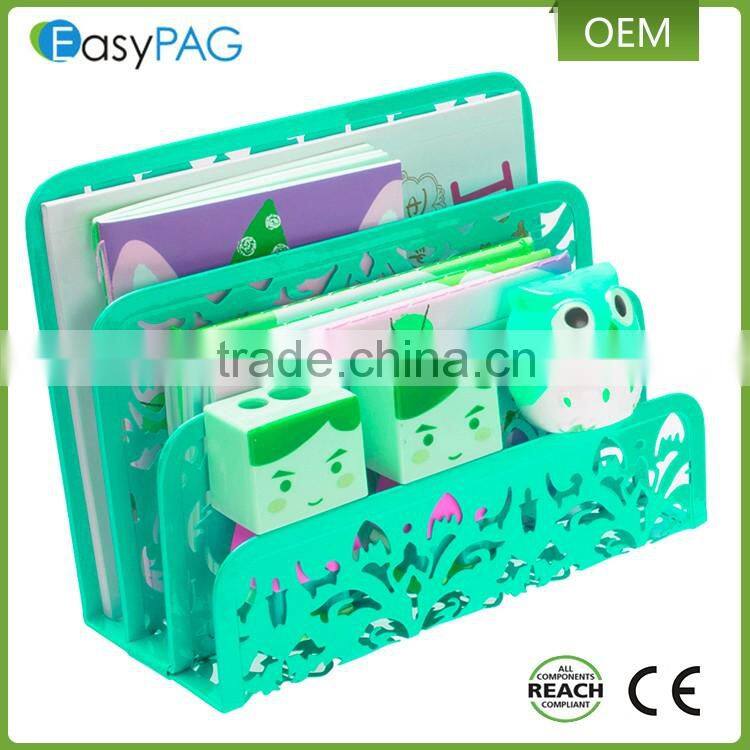 EasyPAG 2 Pc 3 Upright Hollow Flower Metal Letter Tray Stacking Sorter Desktop Letter Holder