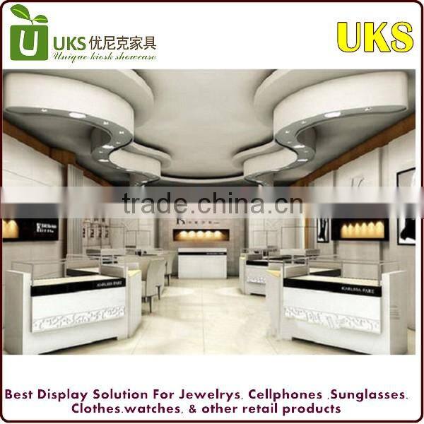 Customized glass jewelry display counter of jewelry retail store