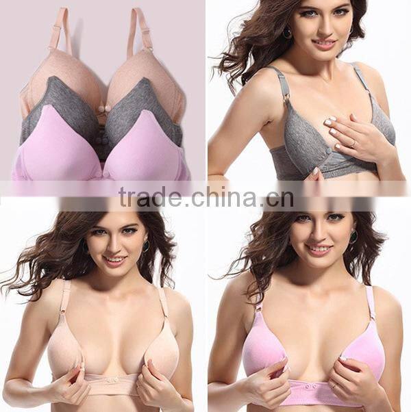 Hot Selling Mum Maternity Bras One-piece Breastfeeding Bras Open Front Button Nursing Bras