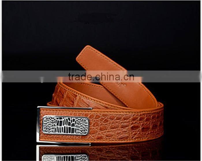 Genuine Crocodile Leather Belts for Men Classsic Buckle Belt Brown