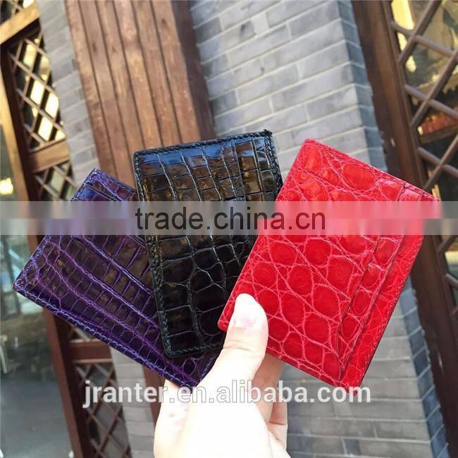 Simple design leather bank card holder customize crocodile card holder