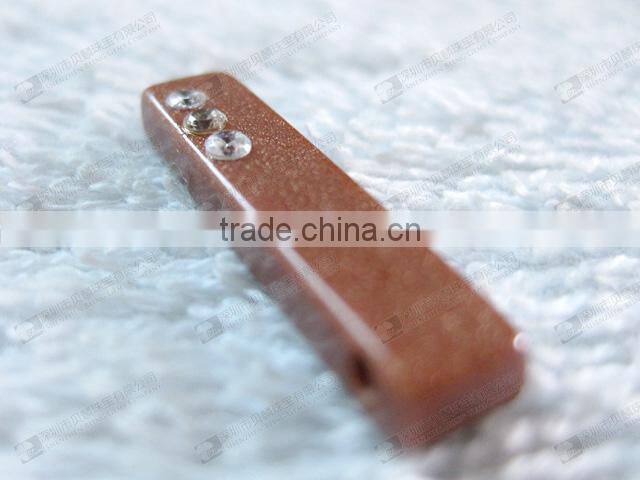 Gemstone rectangle shaped pendant(Brown sandstone with CZ)