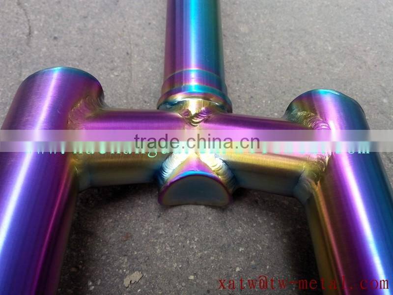 titanium MTB fork with rainbow colour rainbow colour MTB fork