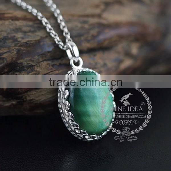 925 sterling silver oval tiger eyes gemstone cabochon fashion women necklace 6360483