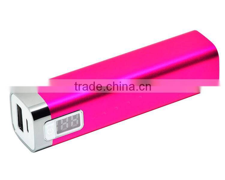 hot selling mini blue & pink lipstick power bank 2600mah with LCD screen