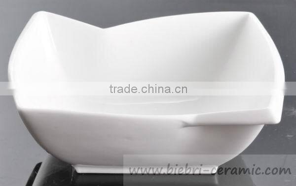 Wholesale Antique Super White Decal Printing Square Shaped Dessert Salad Soup Service Bowls Ceramic Porcelain Fine Bone China