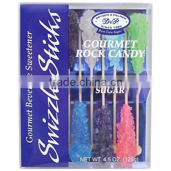 Hard Candy Rock Lollipop for Tea Coffee , Crystal Lollipop Swizzle Sticks