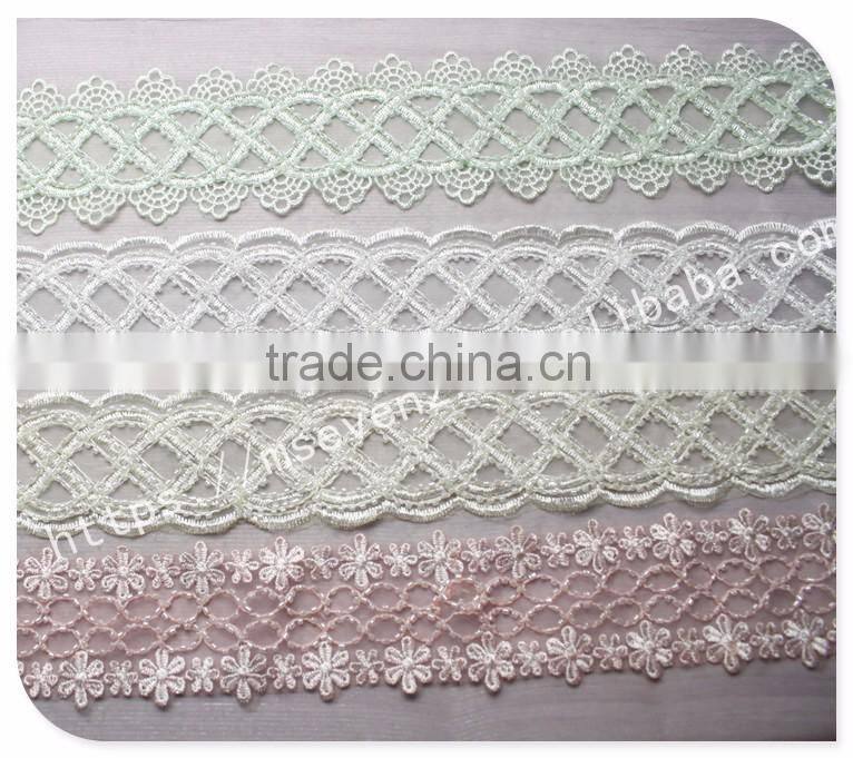 Nice design embroidery handmade beaded trim for wedding dress wholesale
