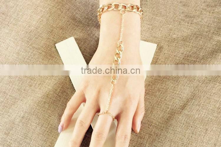Saudi India wedding bridal gold chain bracelet rings