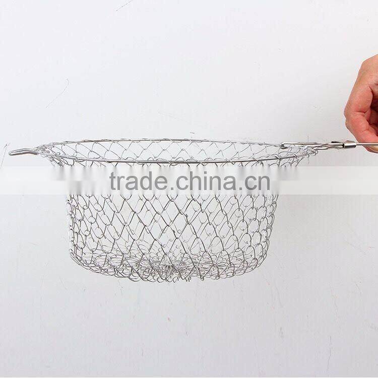 Hot sale chef basket stainless steel foldable12-in-1 kitchen tool strainer as seen on TV