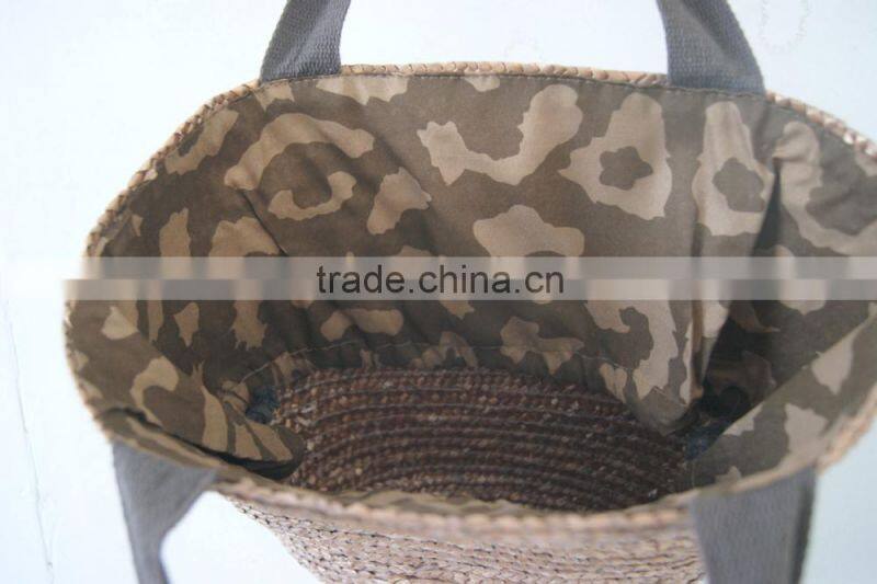 stock wheat straw handbag with Retractable seal