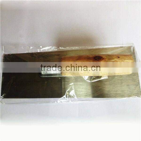 Stainless plastering trowel with wooden handle