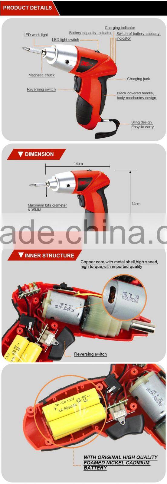 Rechargeable electric screwdriver, cordless drill, mini power drill, electric screwdriver kit