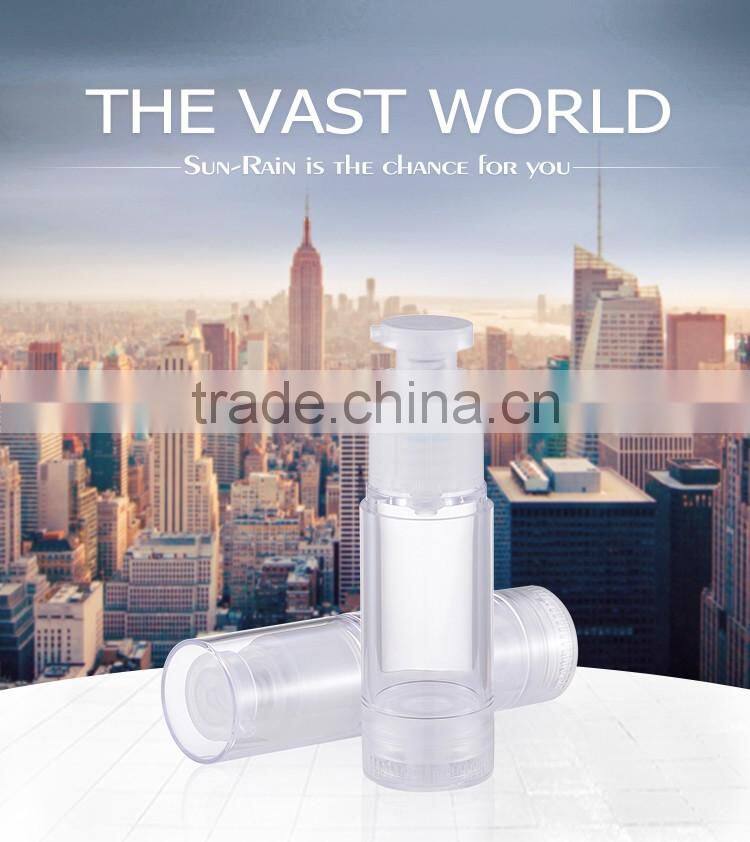 Professional spring outside empty silver cosmetic plastic airless bottle 50ml