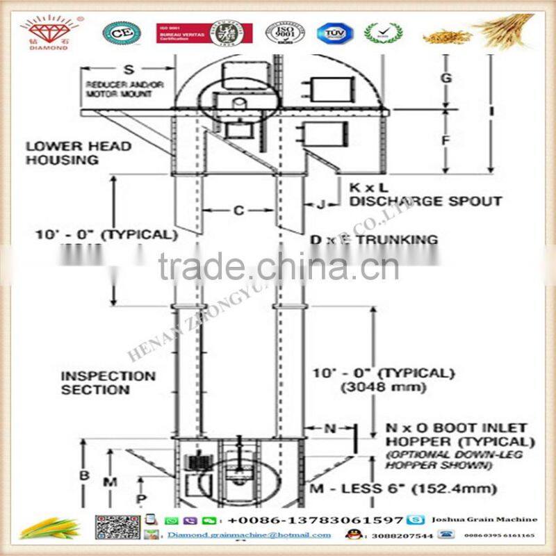 High efficiency china vertical small bucket elevator for sale