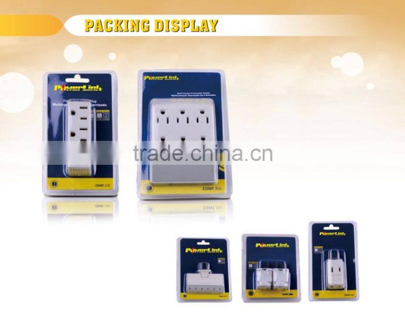 H60034 6 Way Electrical Outlet Wall Plug / Power Strip, UL listed, Six Socket Splitter