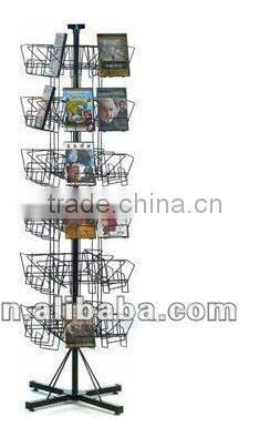 4-Sided Metal Floor Spinner Display Stand with Wire Sign Holder Top-selling