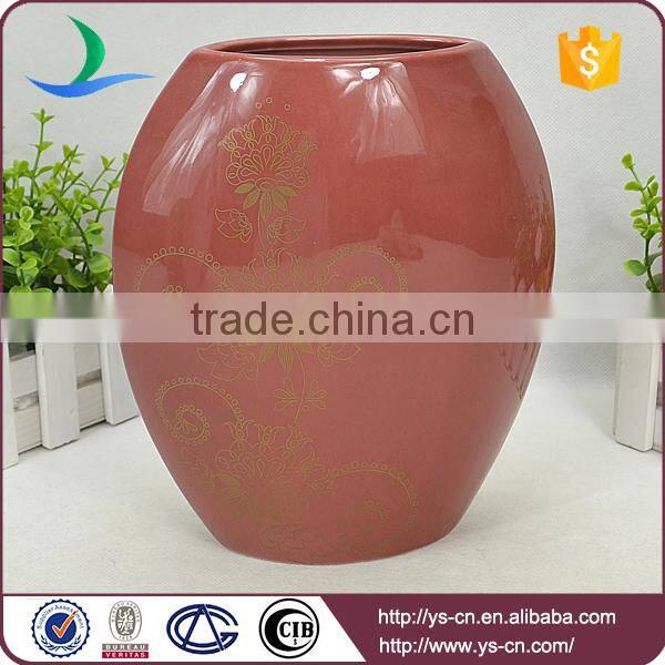 Red color modern ceramic vase home decoration