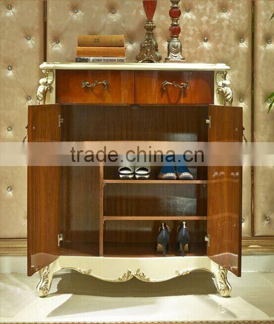 European Style Luxury Shoe Cabinet, Beautiful Painting Wood Carved Shoe Cupboard, Shoe Rack with Drawers (BF01-ML041)