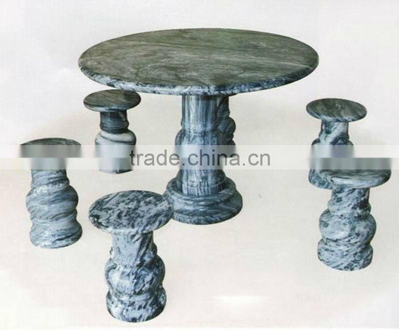 Outdoor White Marble Table And Chairs For Decoration