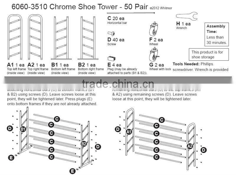 chrome shoes tower shoe rack with 4 wheels