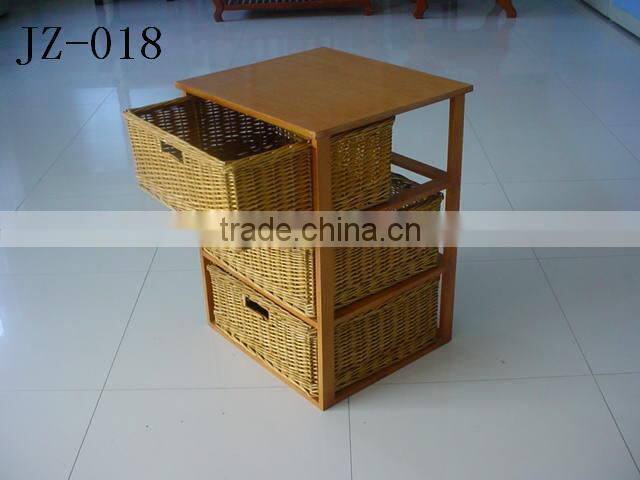 Large natural wooden cabinet wicker furniture with handle