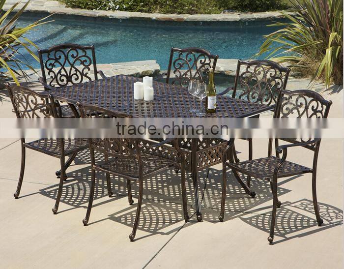 7-piece Dinning Set Extendable Long Table Set Cast Aluminum Outdoor Garden Furniture