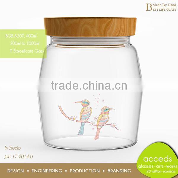 Premium Quality Mouth Blowned Glass Honey Pot Jars