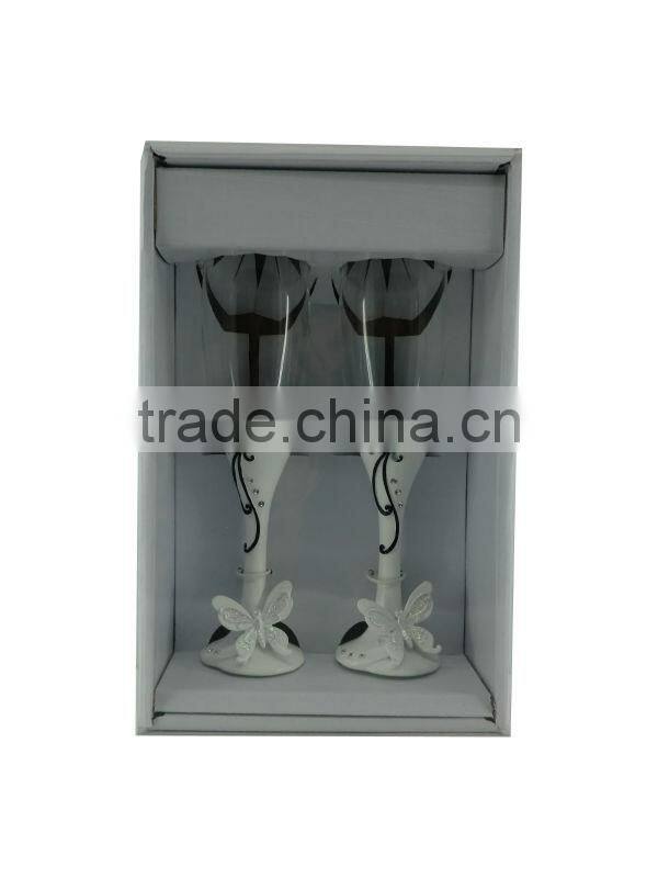 resin butterfly decorative champagne toasting flutes