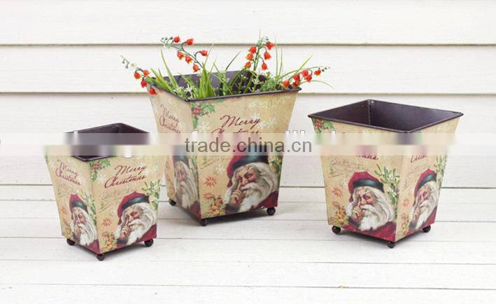 small decorative flower pots,snowman flower pot, metal flower pot for home decor