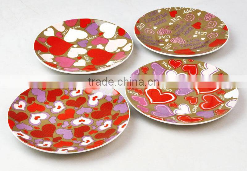 Round Shape Ceramic Plate with Pretty Decal Printing