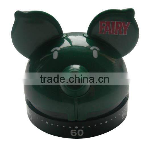 Plastic pig shape animal mechanical kitchen timer/sound timer