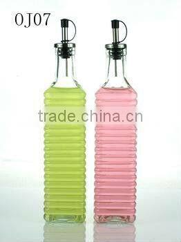 500ml new style nice clear square glass oil bottle with ss lid
