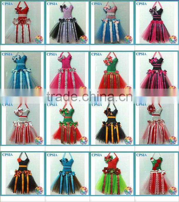 wholesale tutu bow holder red tulle with ribbon bow christmas bow holder