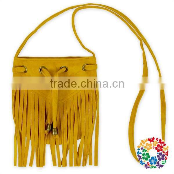 Children Girls Small Fringe Faux Lether Brown Shoulder Bag With Strap