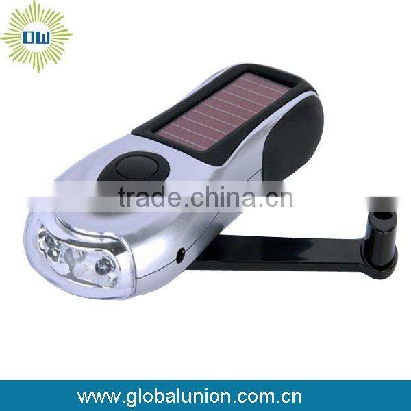 LED rechargeable Solar dynamo flashlight