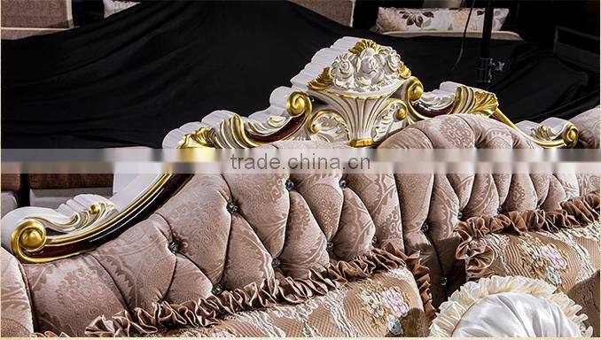 M878 Living room furniture classical solid wood frame fabric sofa/fabric big corner sofa