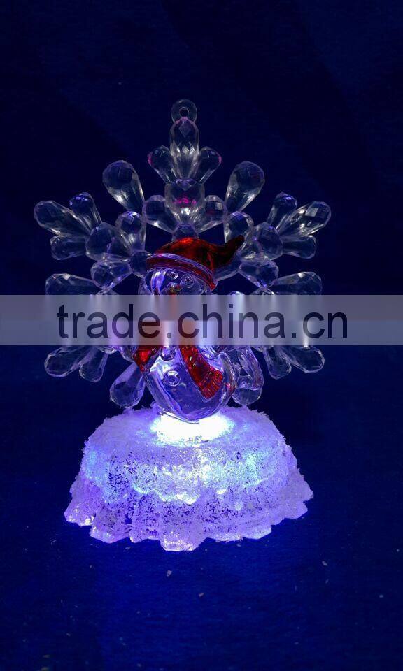 new style led rbg light acrylic artificial christmas snowflake snowman