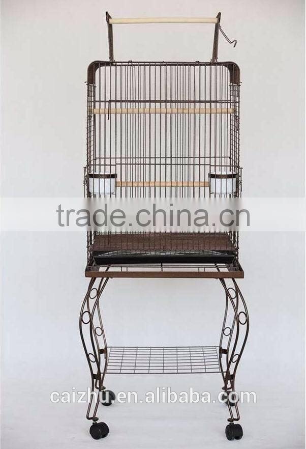 20" Open Top Parrot Cage with Stand In Black