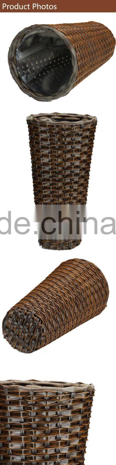 Brown Hand Woven Flowerpot with PVC Inner/Garden Planter