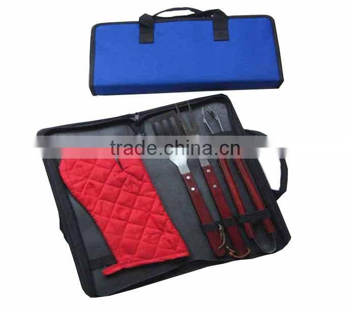 Nice Blue Color Nylon Bag 4pcs Barbecue Tools Set