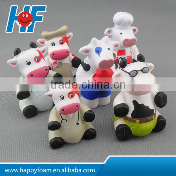 pu promotional cheap gifts cow shaped animal stress toy