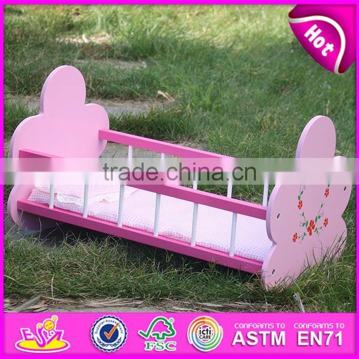 Natural handmade wooden baby doll bed for sale WJ278012A