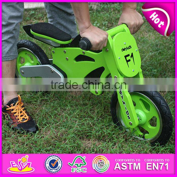Green Motor Style Kids Wooden Balance Bike with CE approval,Cheap Balance Children wooden balance bike W16C069
