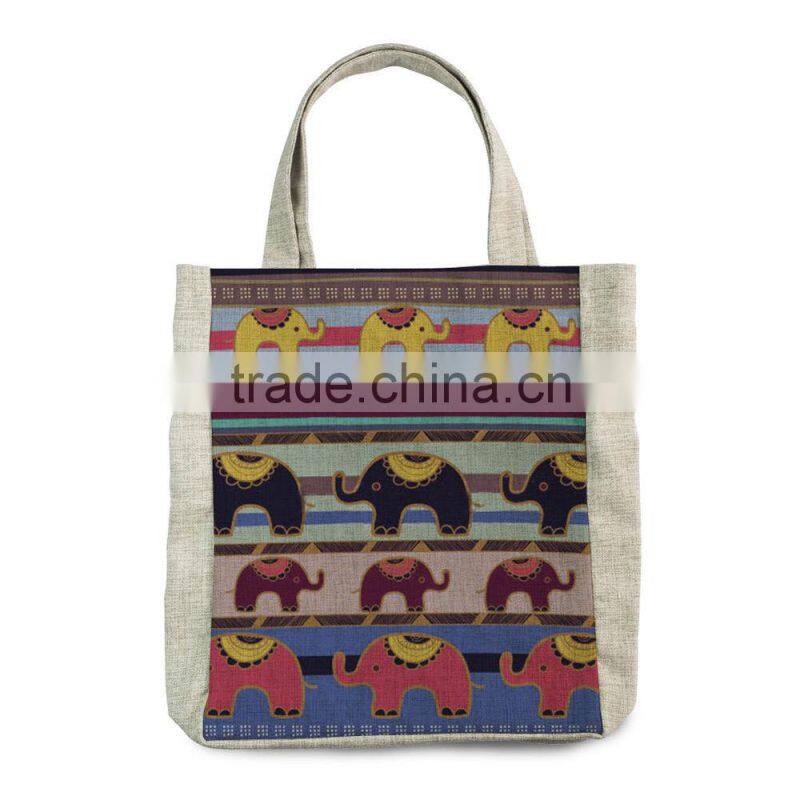 New design of the girl and flower cotton tote bags shopping bags craft bags