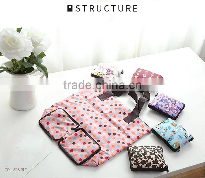 Full color printing 300D Polyester fashion tote bags with square zipper pocket