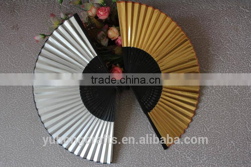 Gold and silver color Japanese hand fan